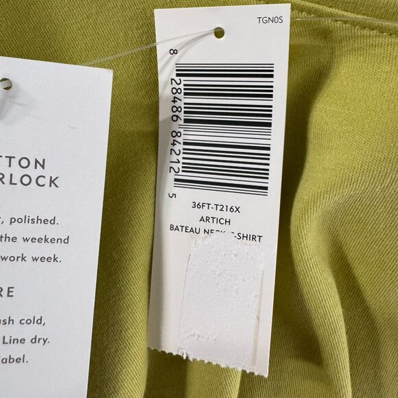 Eileen Fisher T-Shirt 2X Short Sleeve Yellow Green Cotton Solid NWT TP-3396 - Picture 6 of 9